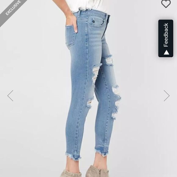 Kancan Distressed Denim Ankle Skinny Jeans Size 26 - Picture 2 of 8